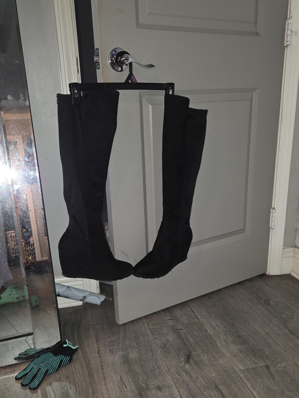Women's Black Over-the-Knee Wedge Boots
